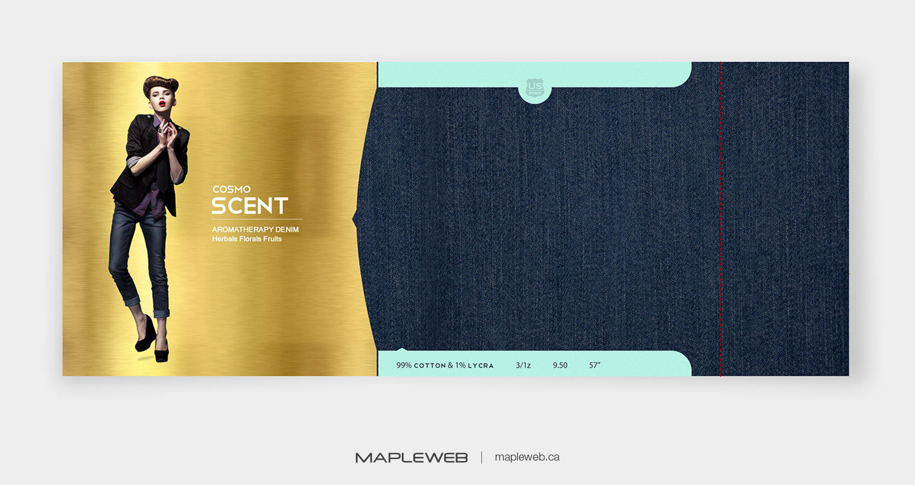 Us Denim Gold Foil Box and Blue Jeans Brand design by Mapleweb